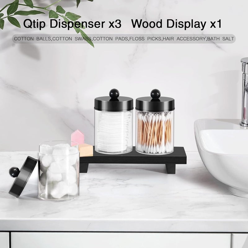 MKOSAB 3 Pack Qtip Holder Dispenser for Cotton Swabs, Balls, Pads, Floss Picks - Qtip Holder Bathroom Set with Vanity Tray.Bathroom Essentials Accessories Decor, Vanity Makeup Storage Organizer - Image 3
